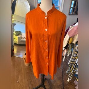 Kiko Orange 100% Silk Button Down Shirt